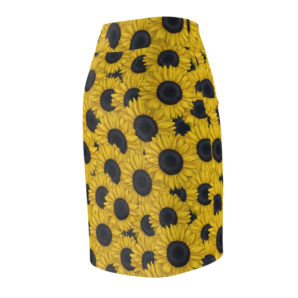 Sunflower Eclipse on Pencil Skirt — Back Side