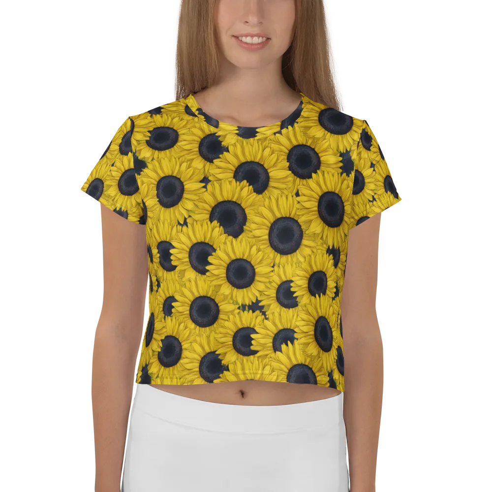 Sunflower Eclipse on Crop Tee — Front