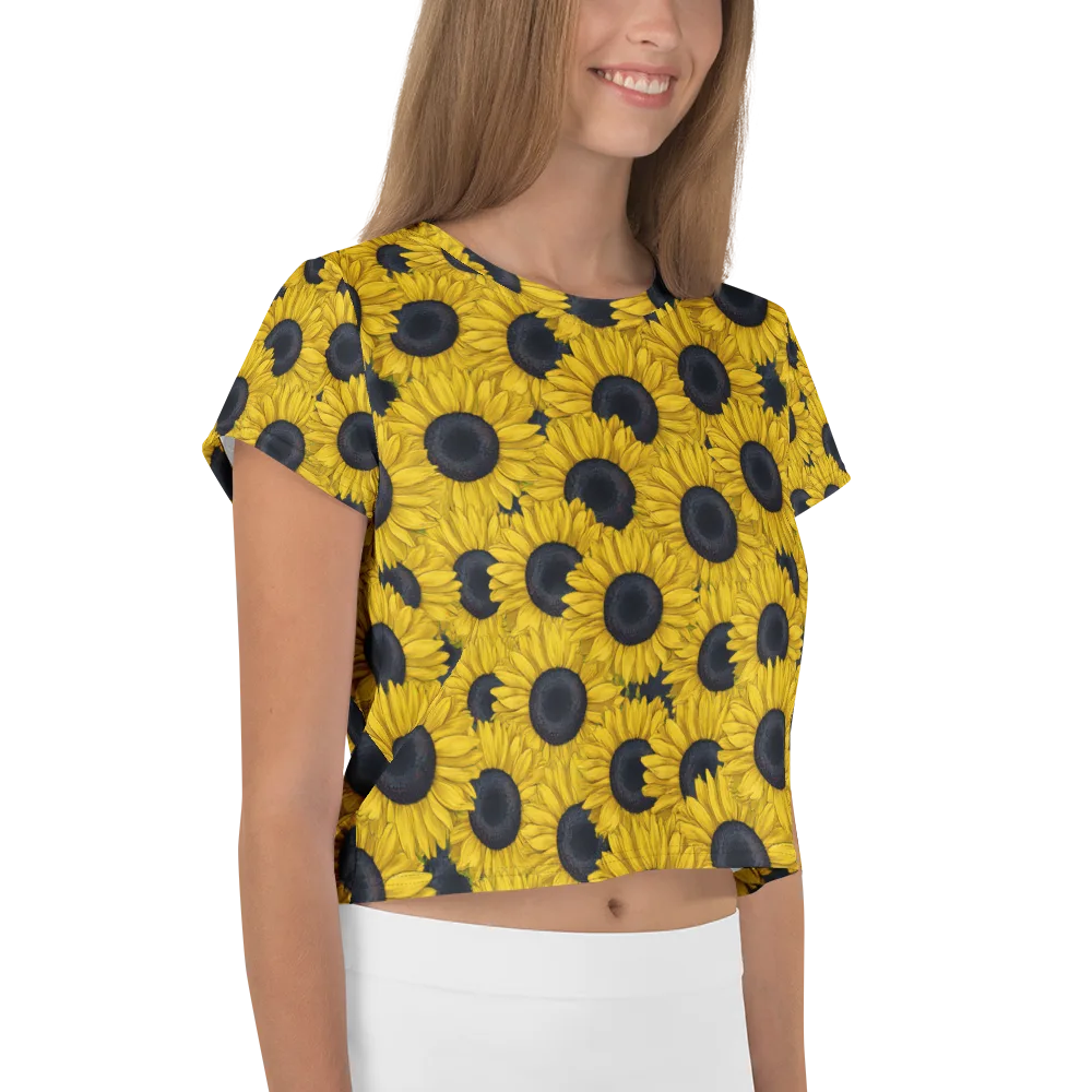 Sunflower Eclipse on Crop Tee — Right