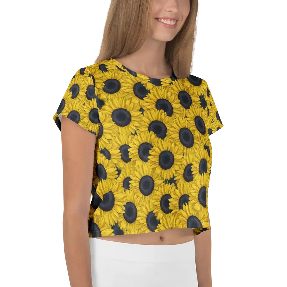 Sunflower Eclipse on Crop Tee — Right