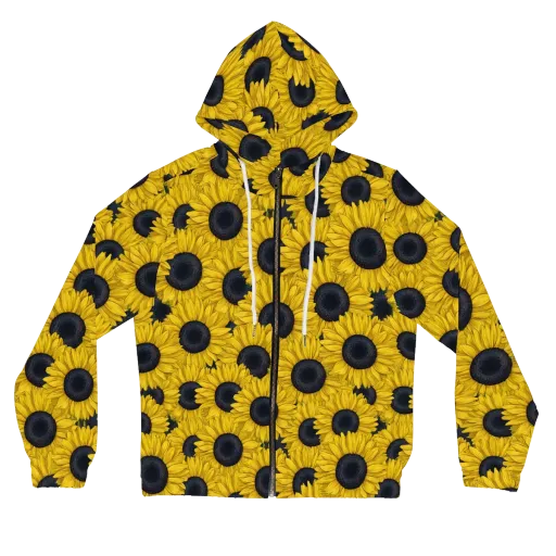 Sunflower Eclipse on a Women's Full-Zip Hoodie