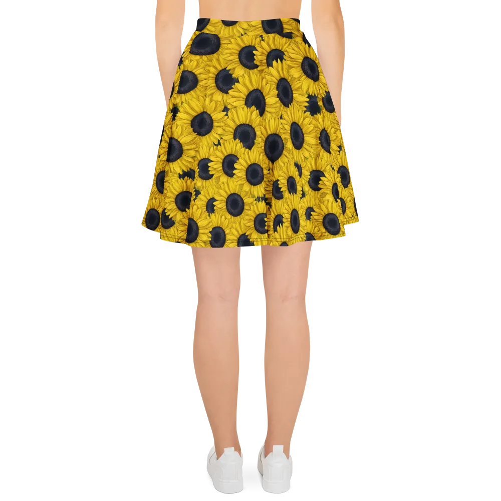 Sunflower Eclipse on Skater Skirt — Back