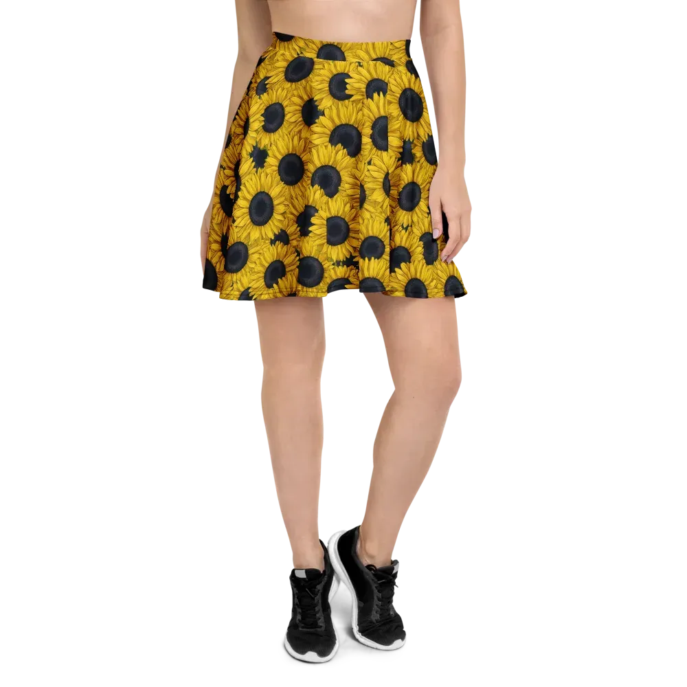 Sunflower Eclipse on Skater Skirt — Front