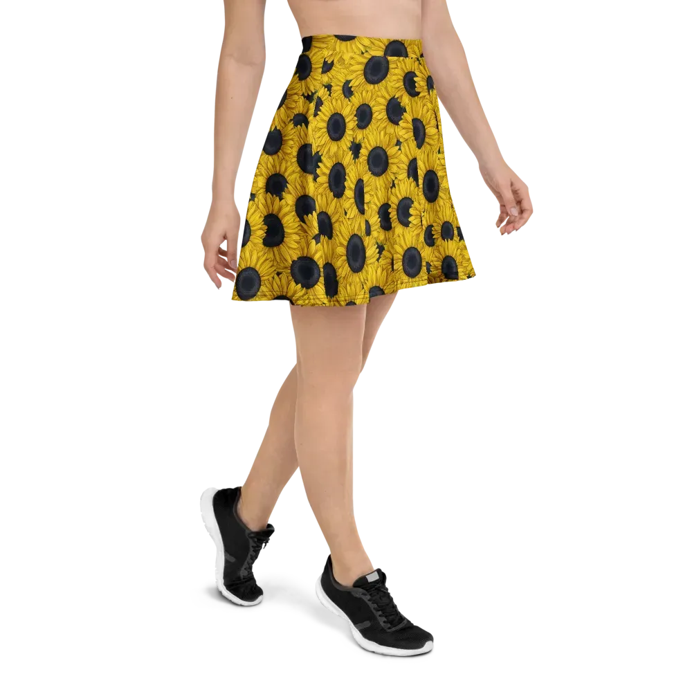 Sunflower Eclipse on Skater Skirt — Right