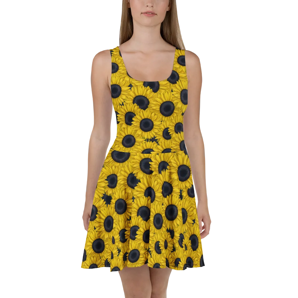 Sunflower Eclipse on Skater Dress — Front