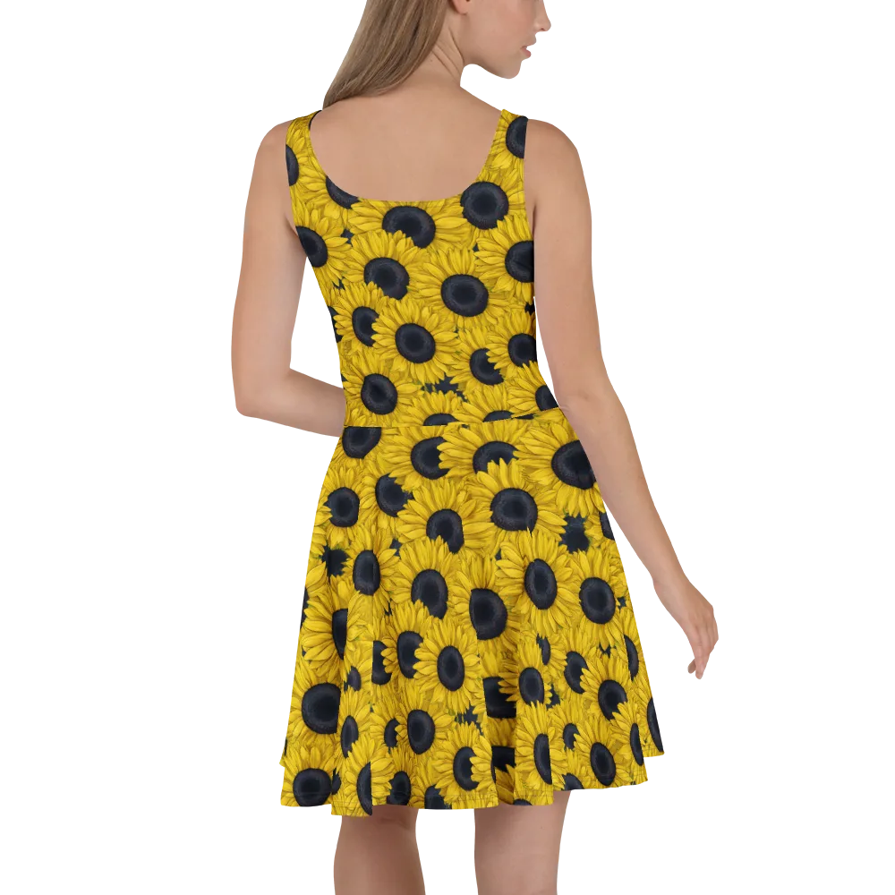 Sunflower Eclipse on Skater Dress — Back