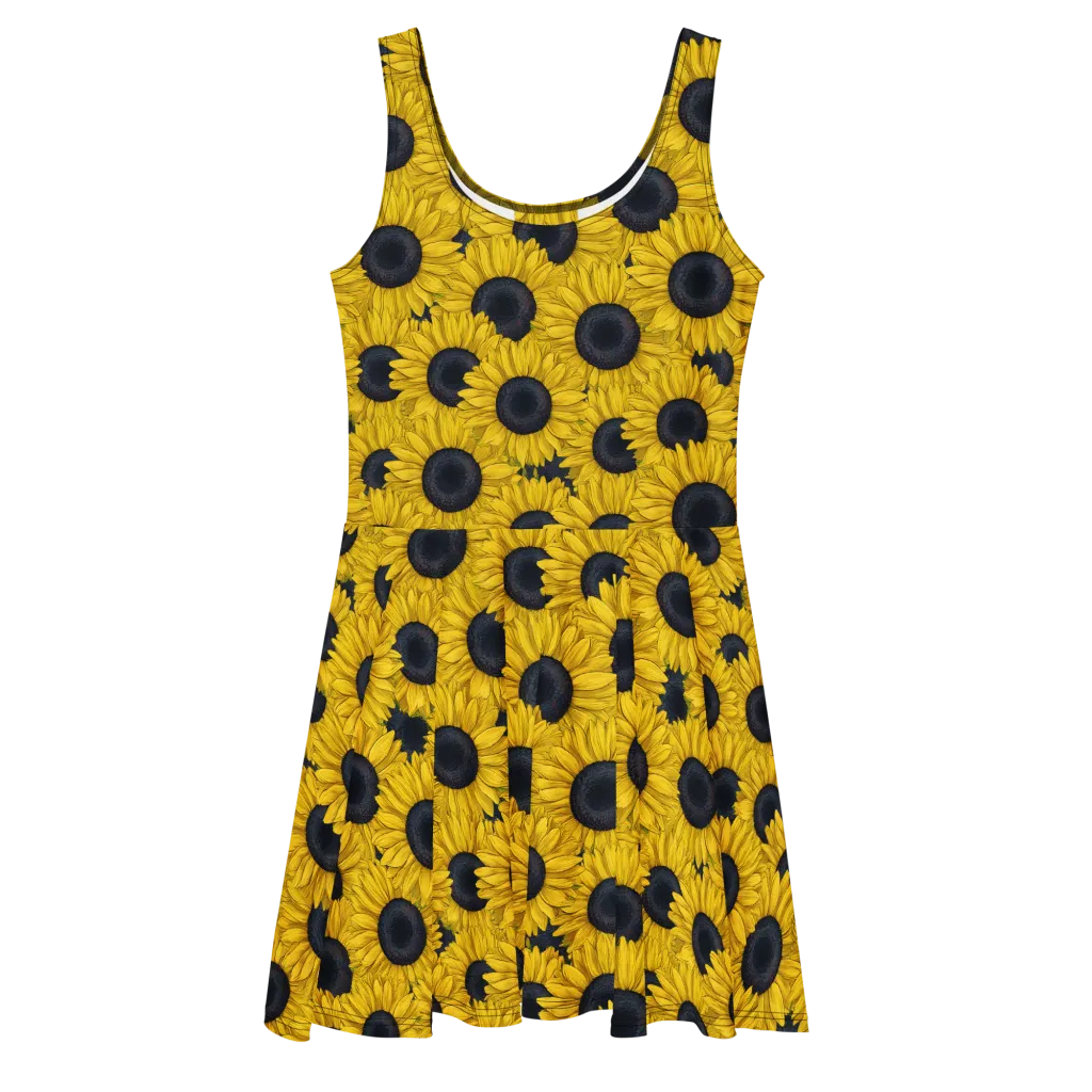 Sunflower Eclipse on Skater Dress — Front