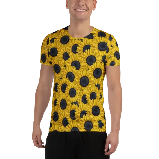 Sunflower Eclipse on a Men's Athletic T-Shirt