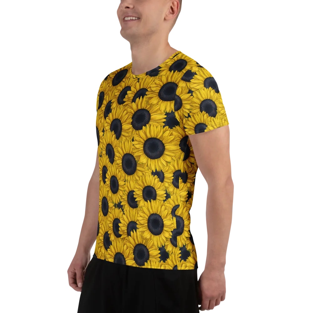 Sunflower Eclipse on Men's Athletic T-Shirt — Left