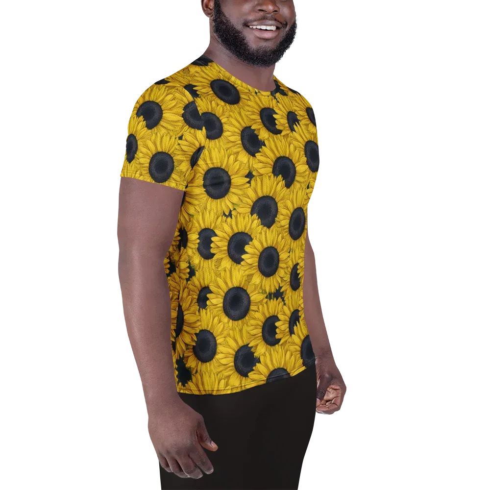 Sunflower Eclipse on Men's Athletic T-Shirt — Right