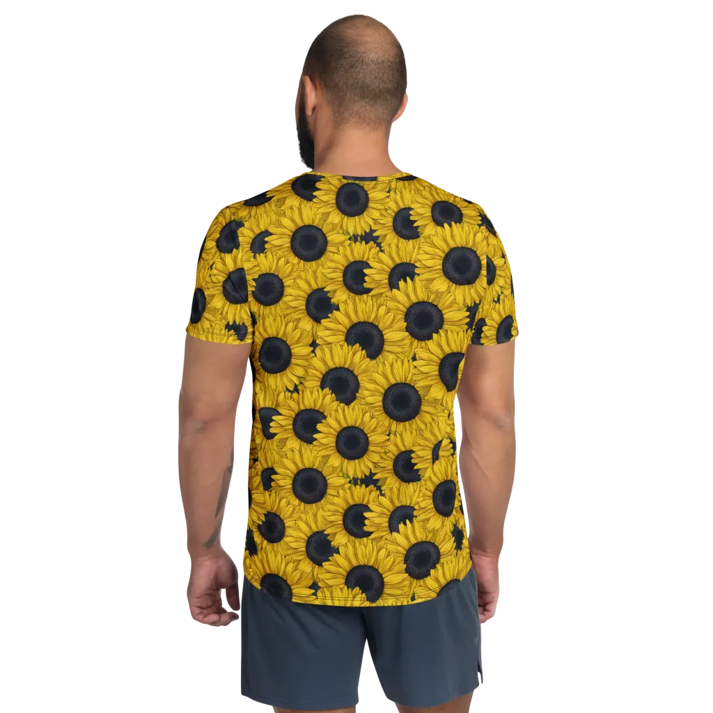 Sunflower Eclipse on Men's Athletic T-Shirt — Back