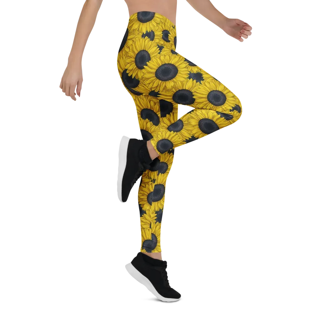 Sunflower Eclipse on Leggings — Right