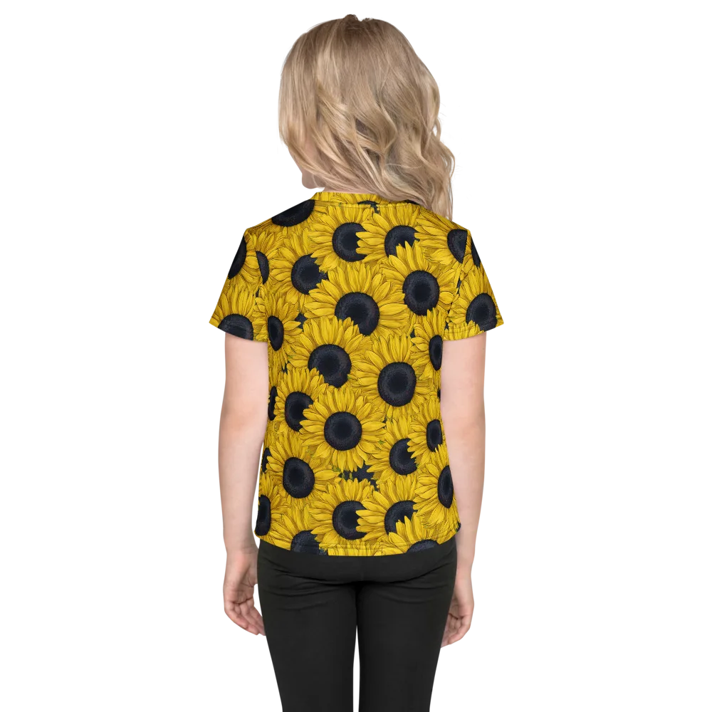 Sunflower Eclipse on Kids Crew Neck T-Shirt — Back