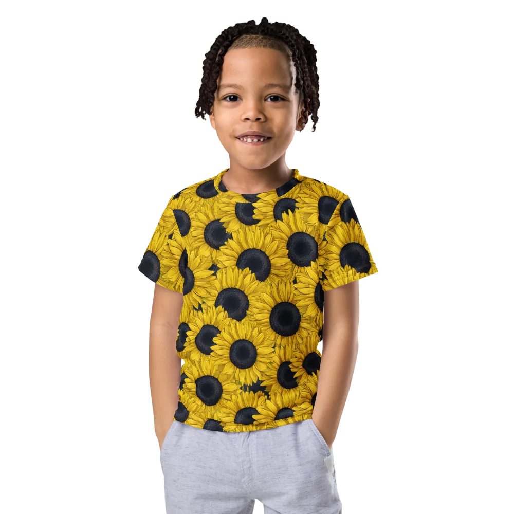 Sunflower Eclipse on Kids Crew Neck T-Shirt — Front