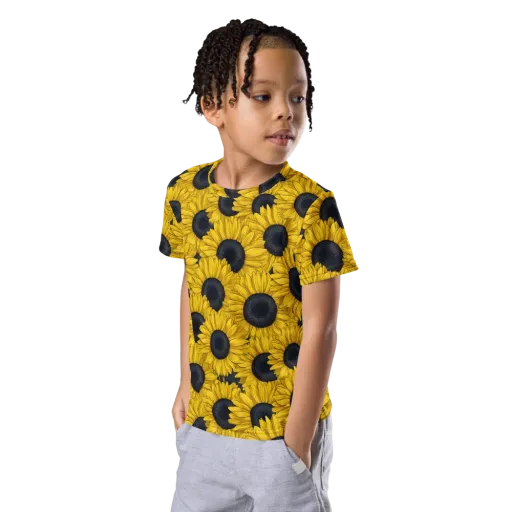 Sunflower Eclipse on a Kids Crew Neck T-Shirt