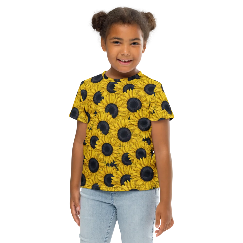 Sunflower Eclipse on Kids Crew Neck T-Shirt — Front
