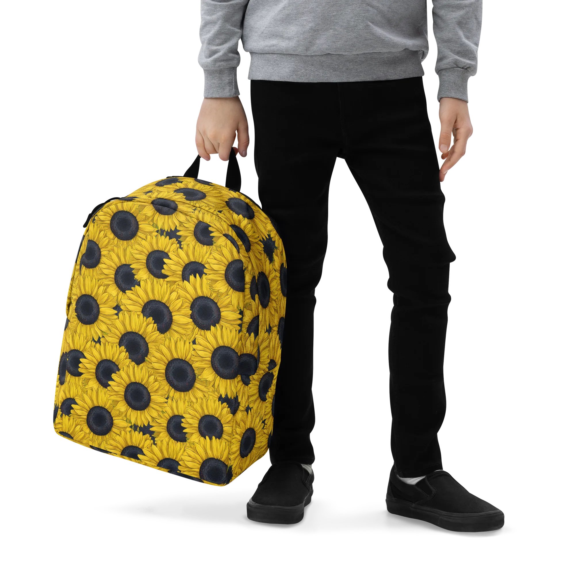 Sunflower Eclipse on Minimalist Backpack — Zoomed-in