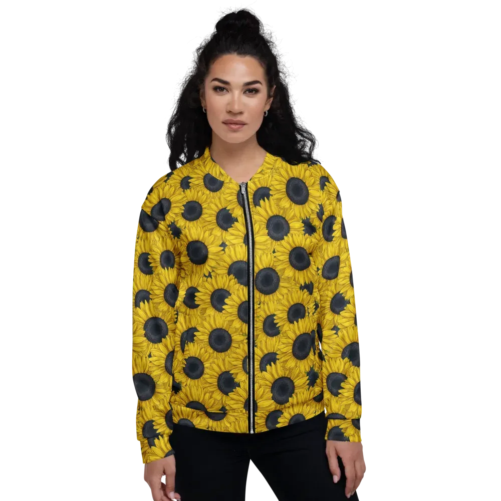 Sunflower Eclipse on Bomber Jacket — Front