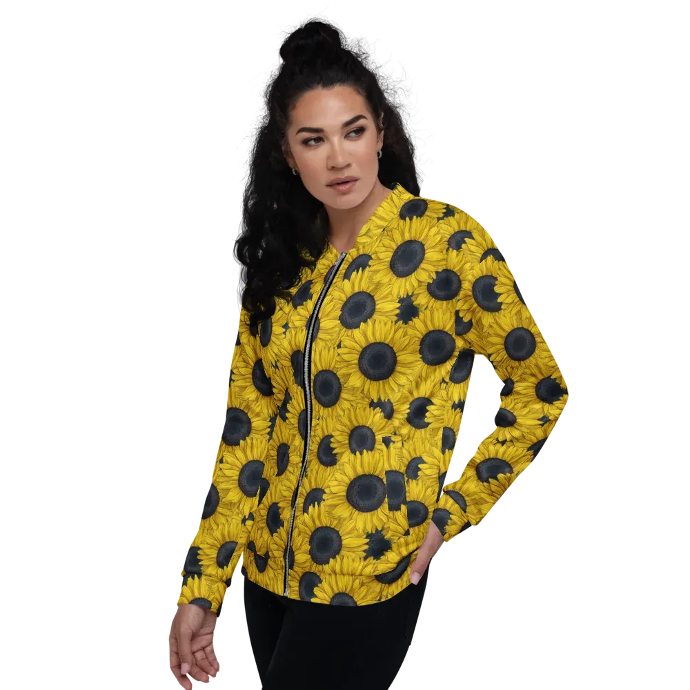 Sunflower Eclipse on Bomber Jacket — Left