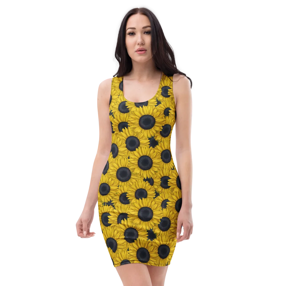 Sunflower Eclipse on Bodycon Dress — Front