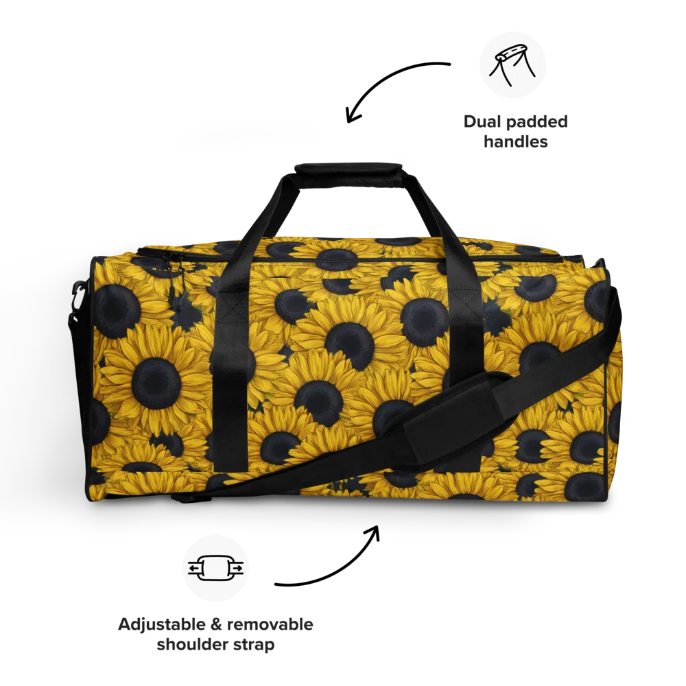 Sunflower Eclipse on Duffle Bag — Front