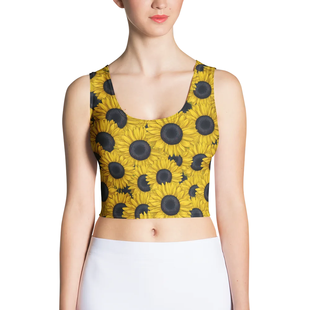 Sunflower Eclipse on Crop Top — Front