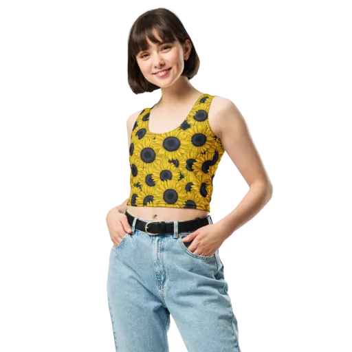 Sunflower Eclipse on a Crop Top