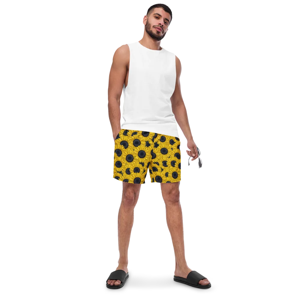 Sunflower Eclipse on Swim Trunks — Front