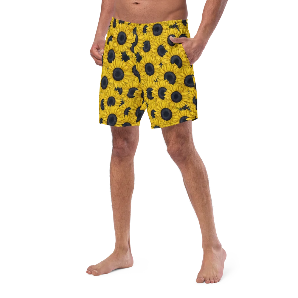 Sunflower Eclipse on Swim Trunks — Left Front