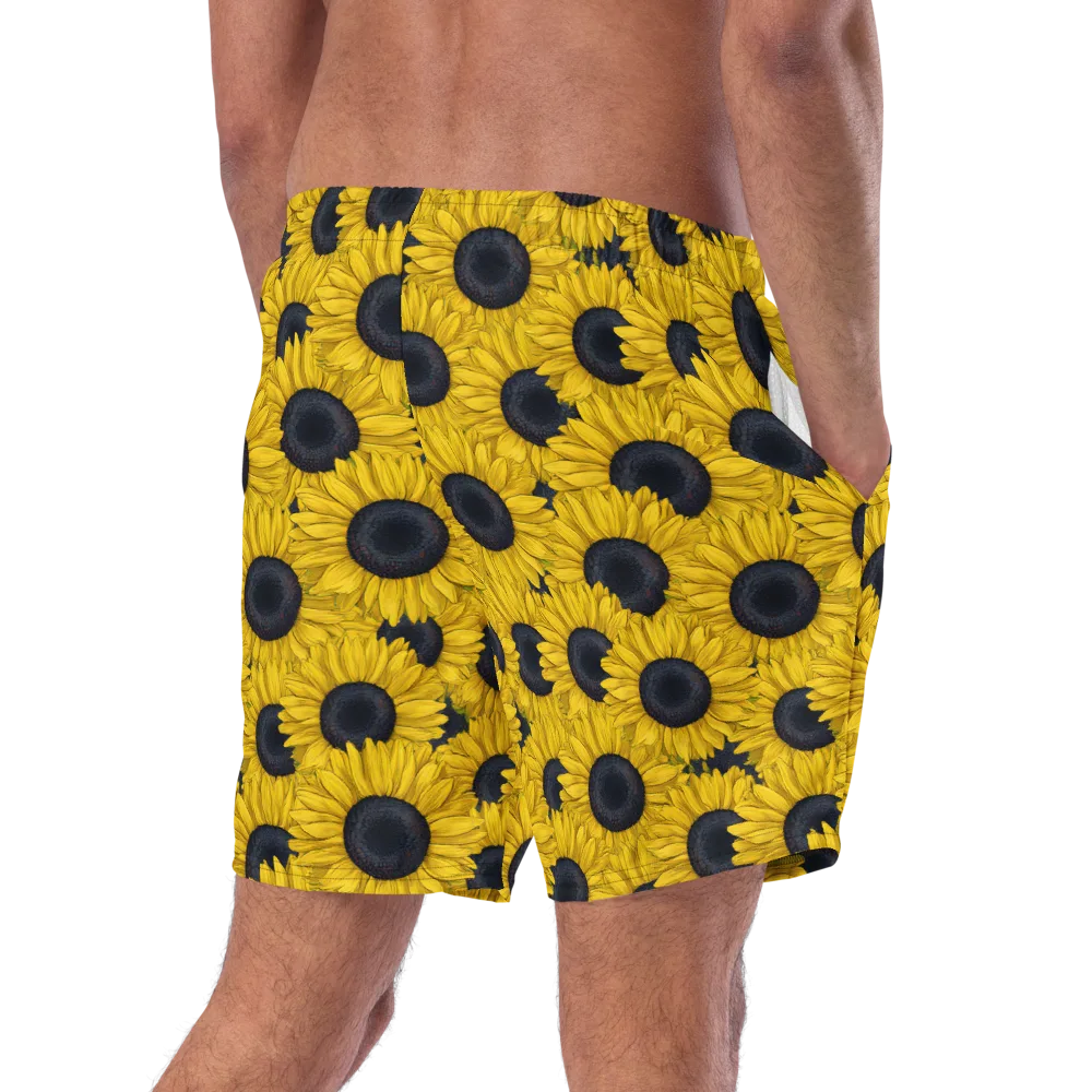 Sunflower Eclipse on Swim Trunks — Right Back