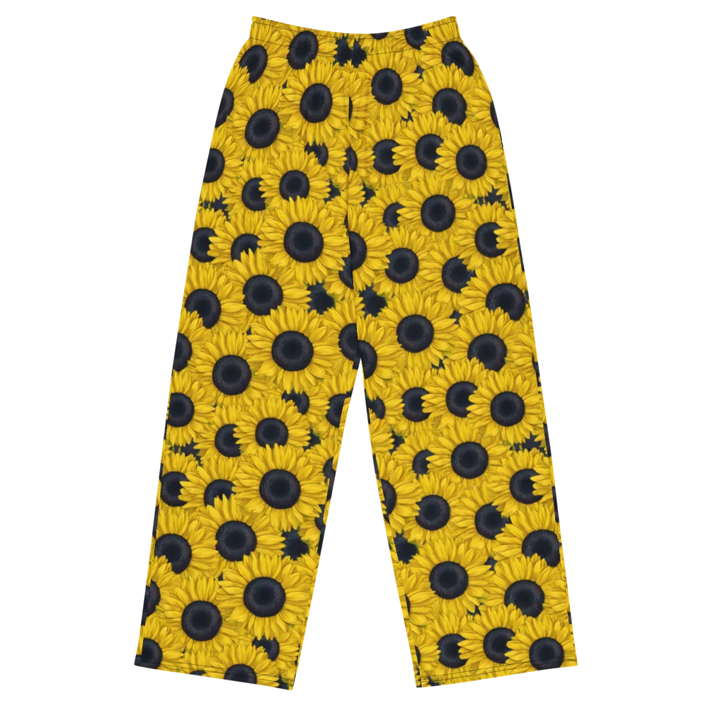Sunflower Eclipse on Wide-Leg Pants — Front