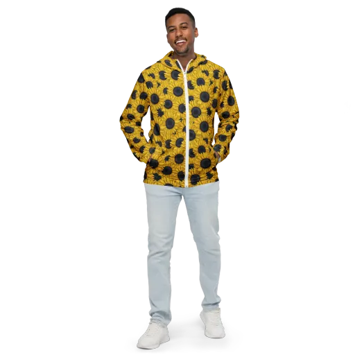 Sunflower Eclipse on a Men's Windbreaker