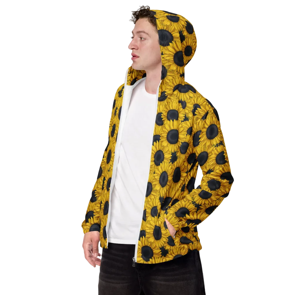 Sunflower Eclipse on Men's Windbreaker — Left Front