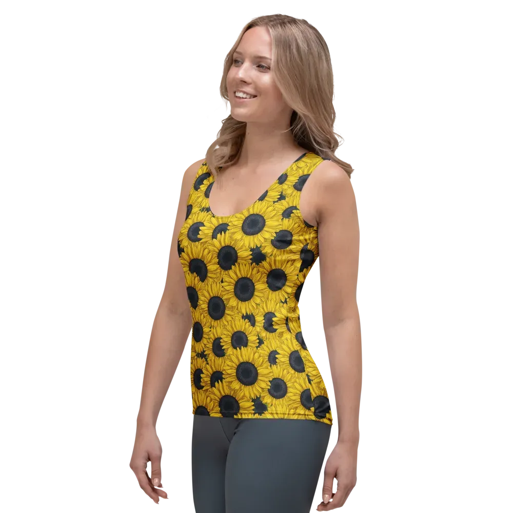 Sunflower Eclipse on Women's Tank Top — Left Front