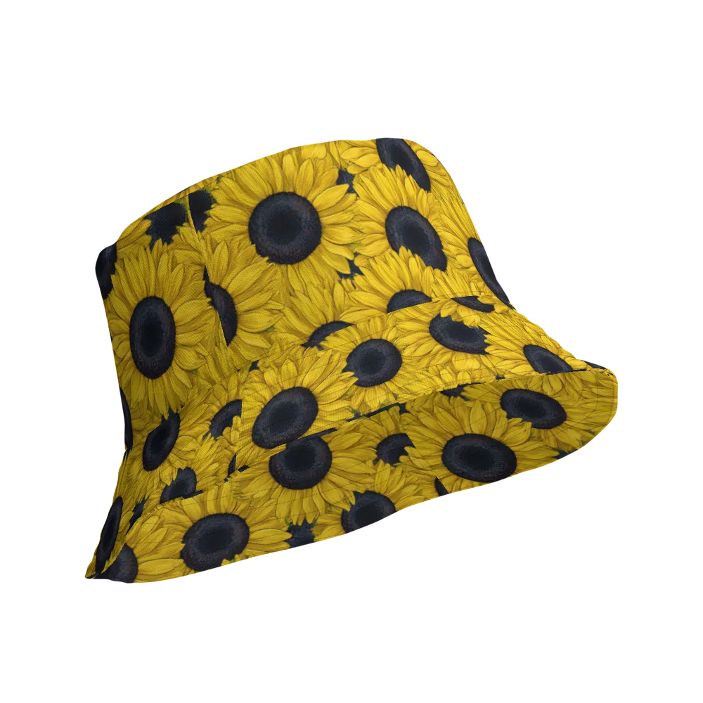 Sunflower Eclipse on Reversible Bucket Hat — Product details Outside