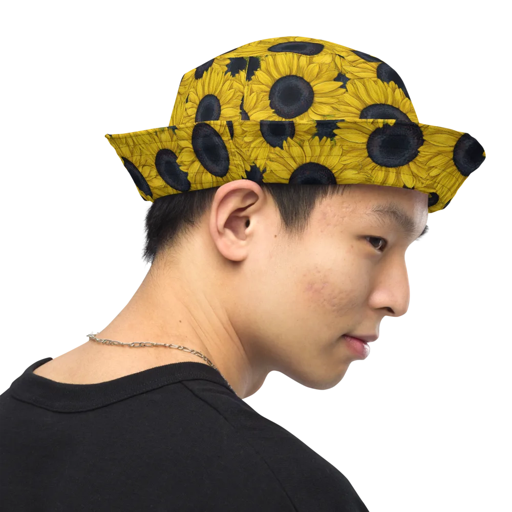 Sunflower Eclipse on Reversible Bucket Hat — Right Outside