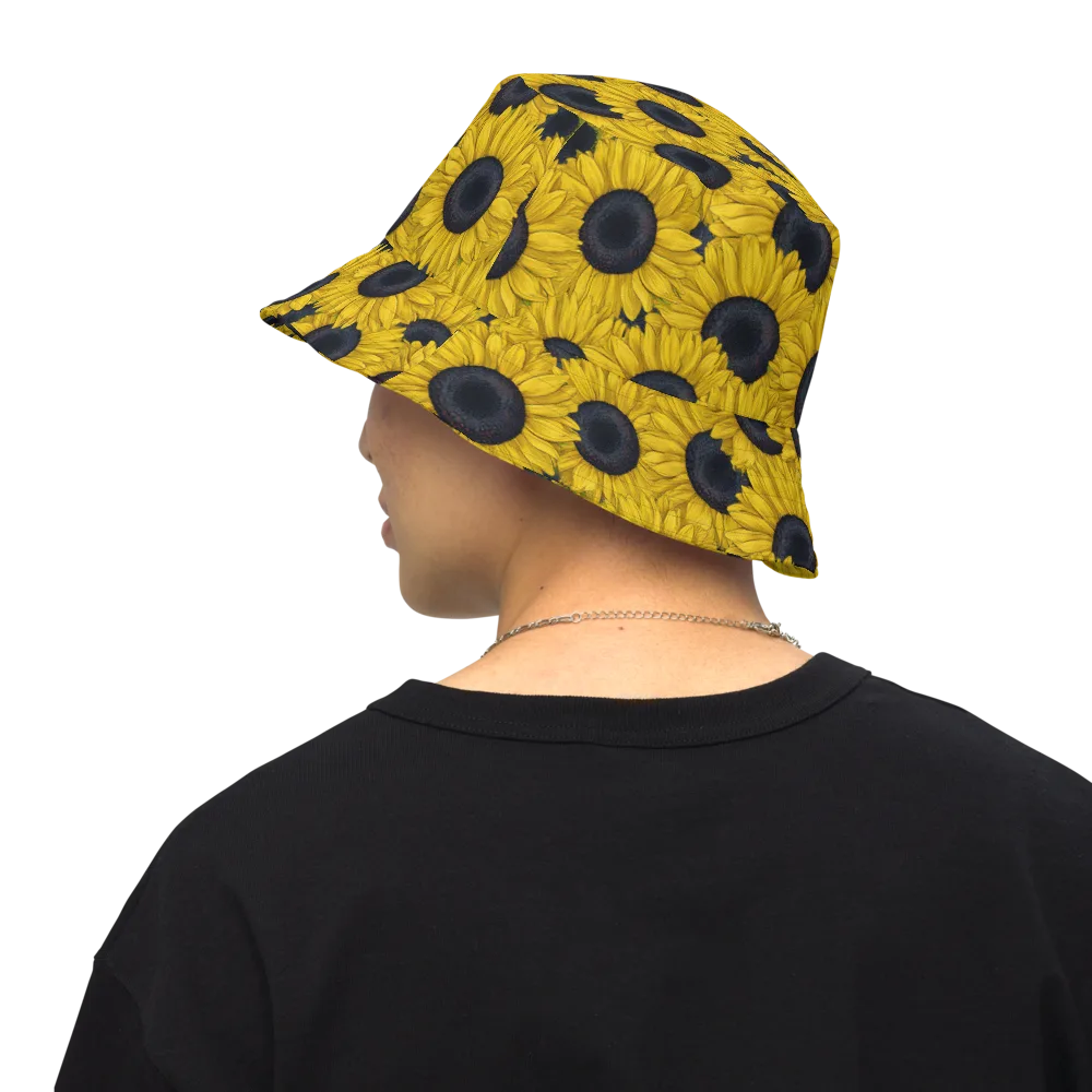 Sunflower Eclipse on Reversible Bucket Hat — Back Inside
