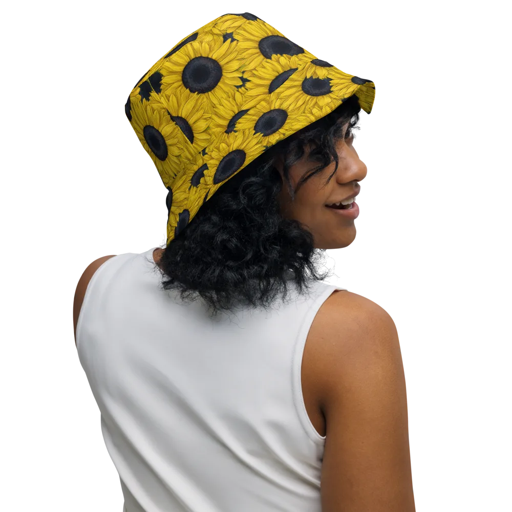 Sunflower Eclipse on Reversible Bucket Hat — Right Outside