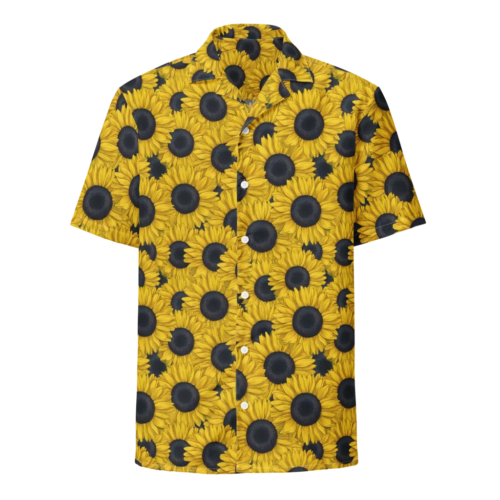 Sunflower Eclipse on Button Shirt — Front