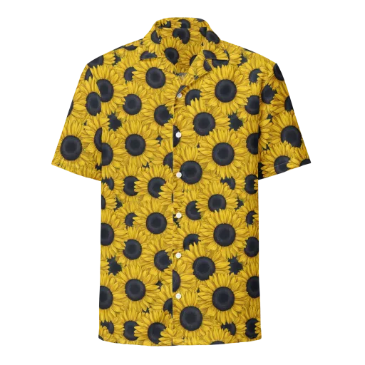 Sunflower Eclipse on a Button Shirt
