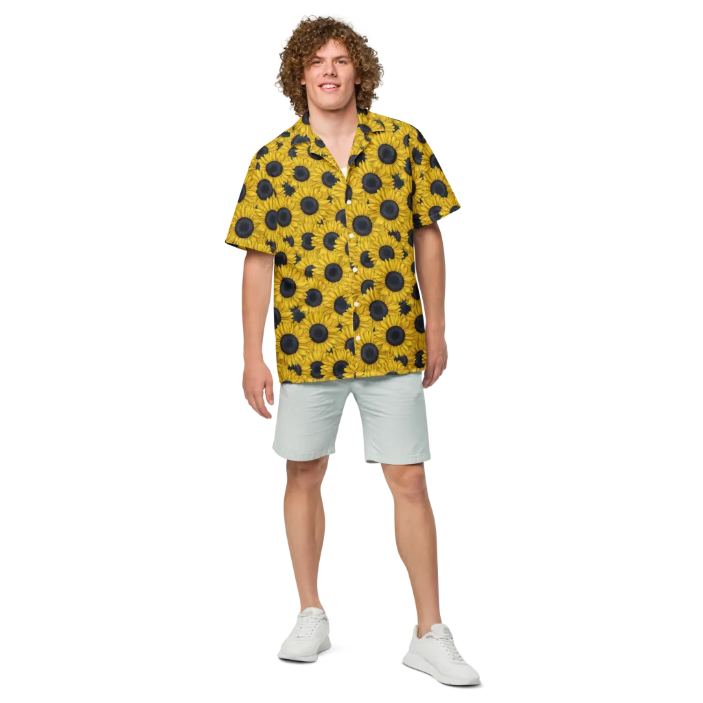 Sunflower Eclipse on Button Shirt — Front