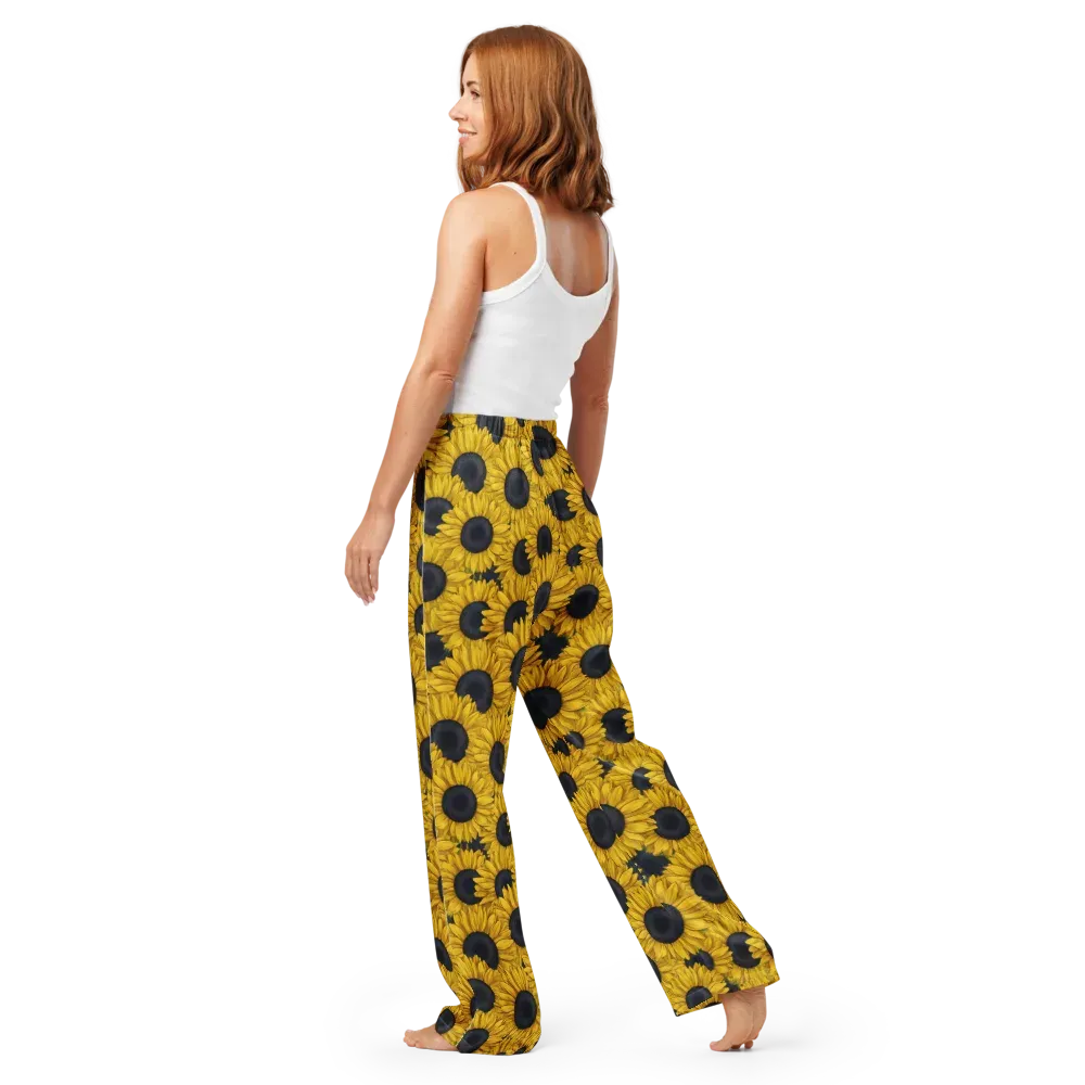 Sunflower Eclipse on Women's Pajama Pants — Back