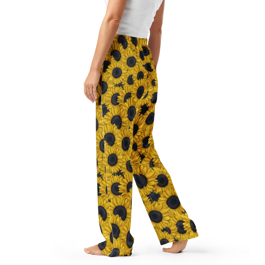Sunflower Eclipse on Women's Pajama Pants — Left