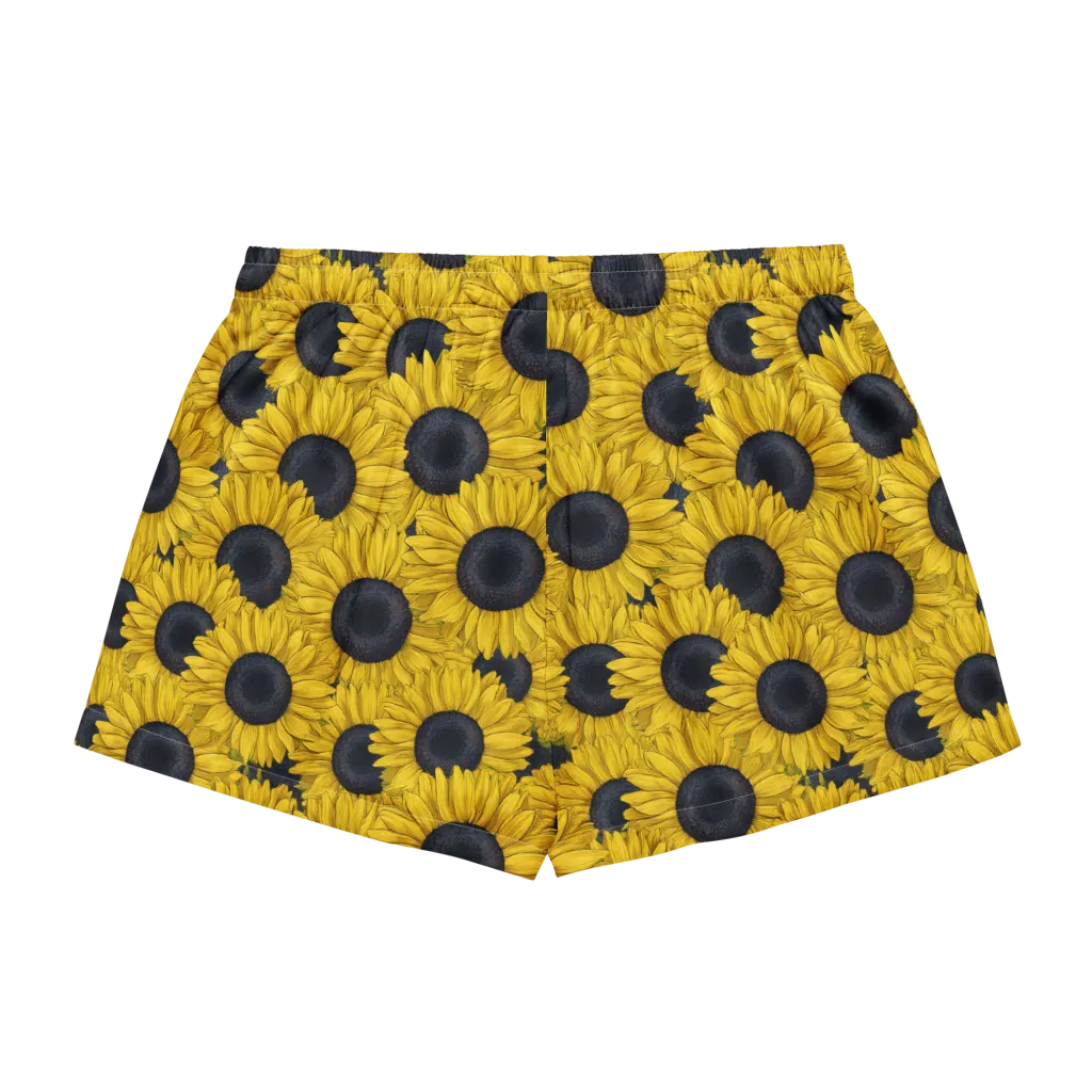 Sunflower Eclipse on Women's Pajama Shorts — Back