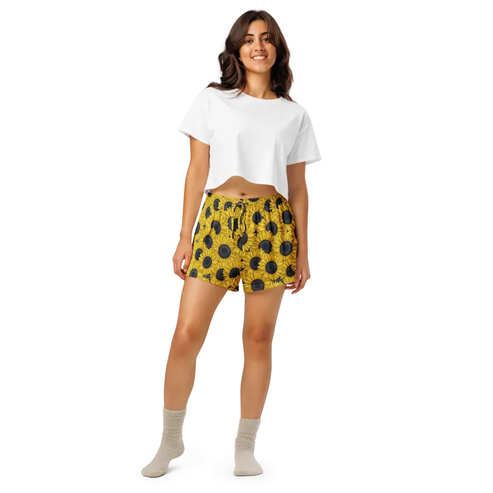 Sunflower Eclipse on Women's Pajama Shorts — Front