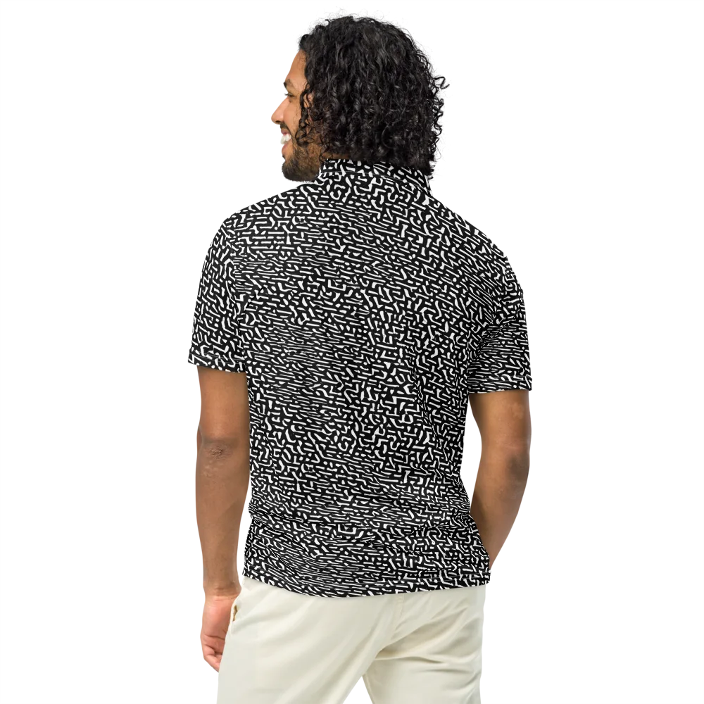 Ink Static on Men's Slim Fit Polo Shirt — Back