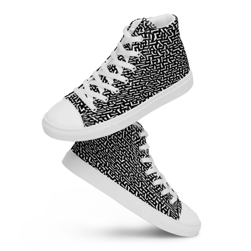 Ink Static on a Men's High Top Canvas Shoes