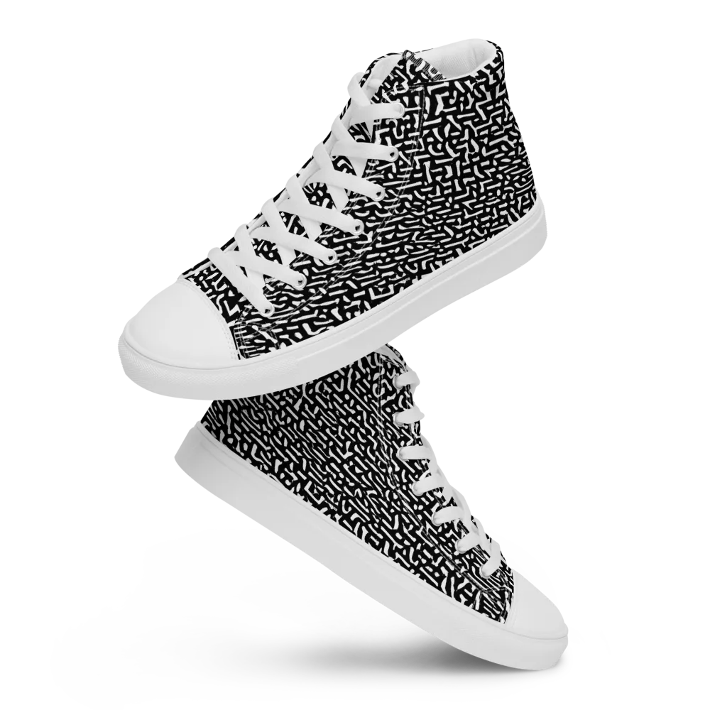 Ink Static on Women's High Top Canvas Shoes — Front