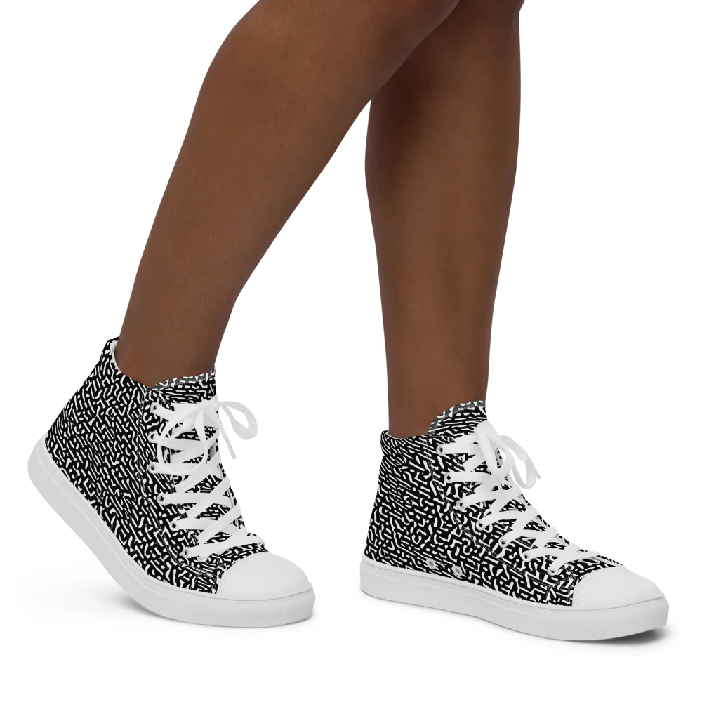 Ink Static on Women's High Top Canvas Shoes — Right