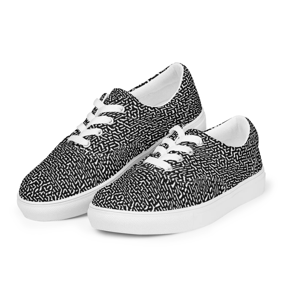 Ink Static on Men's Lace-Up Canvas Shoes — Left Front